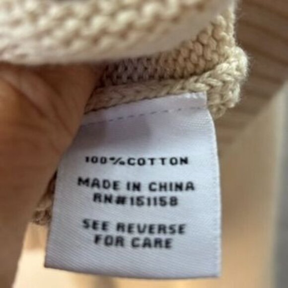 Oversized Beige Ribbed Cotton Sweater Women’s XL - Picture 6 of 9